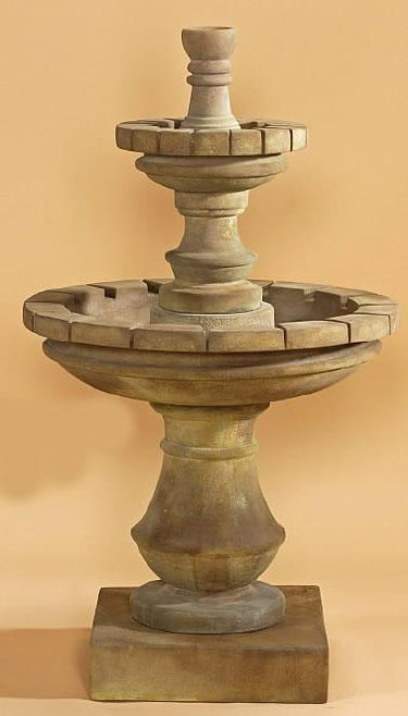 Montefalco Two Tier Small Outdoor Cast Stone Garden Fountain Fountain Tuscan